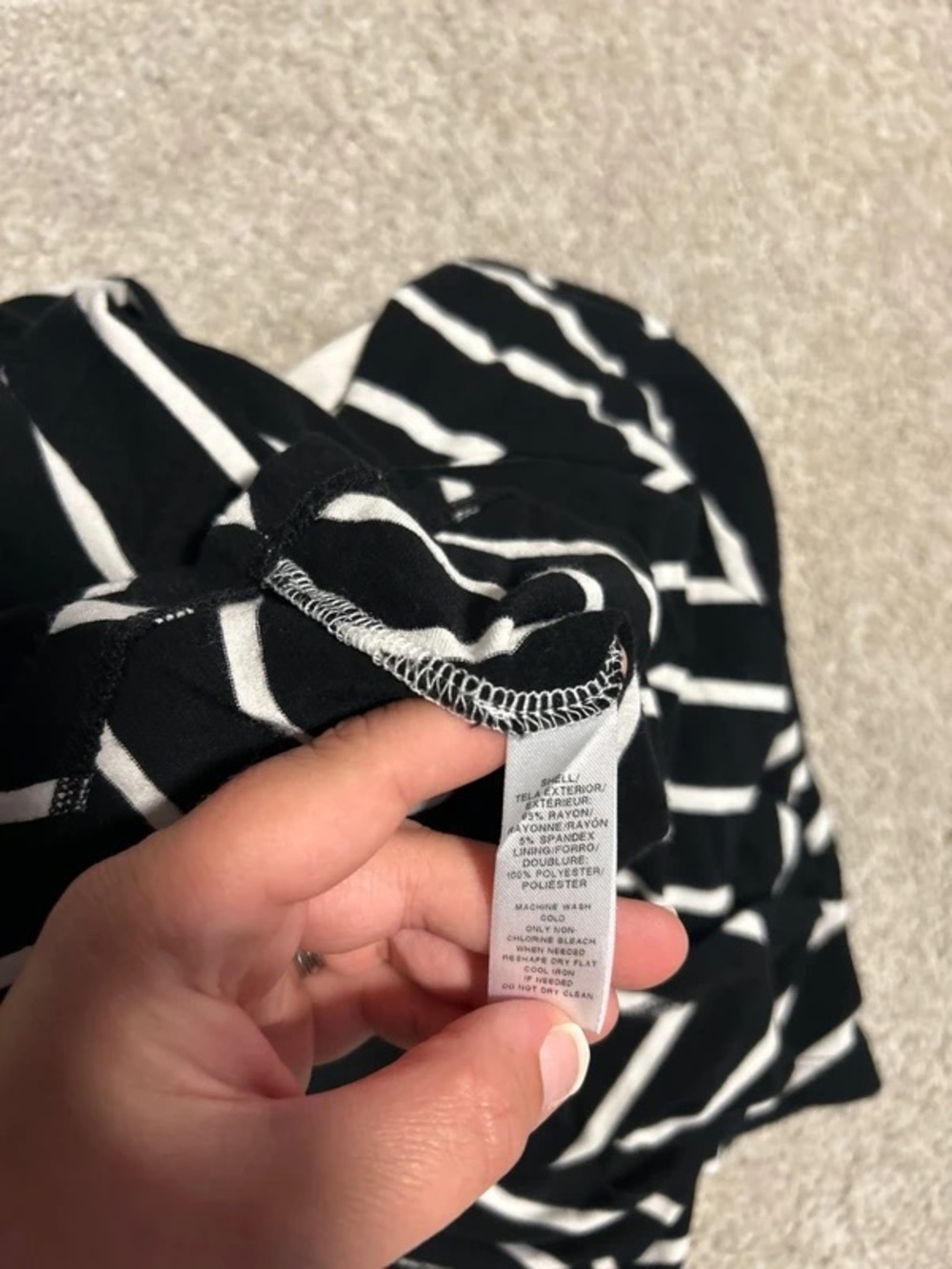 Girls' Black & White Striped Fit-and-Flare Dress - Picture 3 of 3